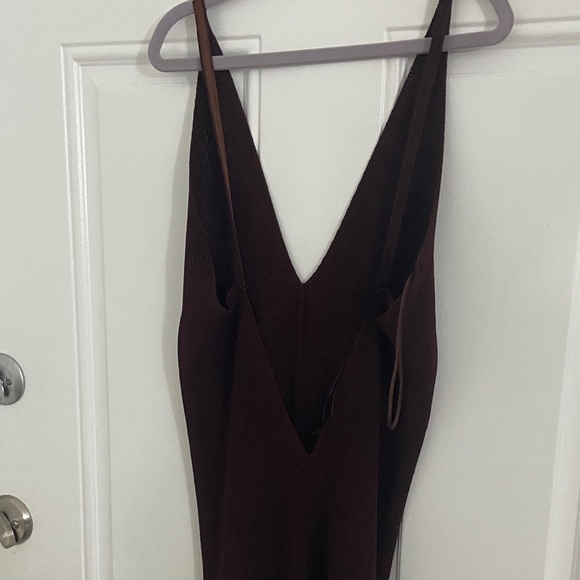 Elegant brown Maxi sleeveless sweater Dress - Picture 5 of 5